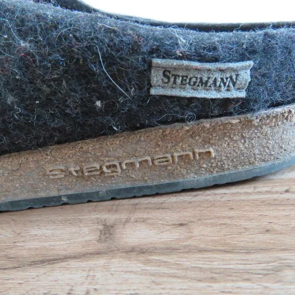 STEGMANN Essenz Wool Slip On Clog Mule Indoor Slippers in Graphite - US 7 - Picture 8 of 12